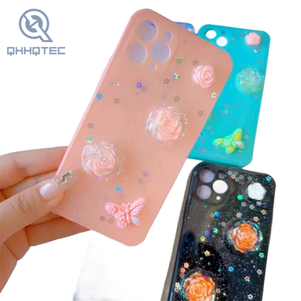 butterfly and rose dropping glue craft phone case for iphone 14