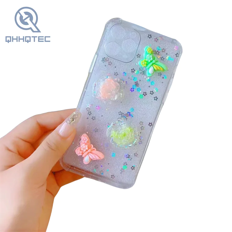 transparent adhesive small accessory solid color phone case for iphone 15 pro max