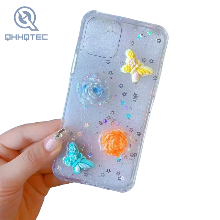 transparent adhesive small accessory solid color phone case for iphone 15 pro max