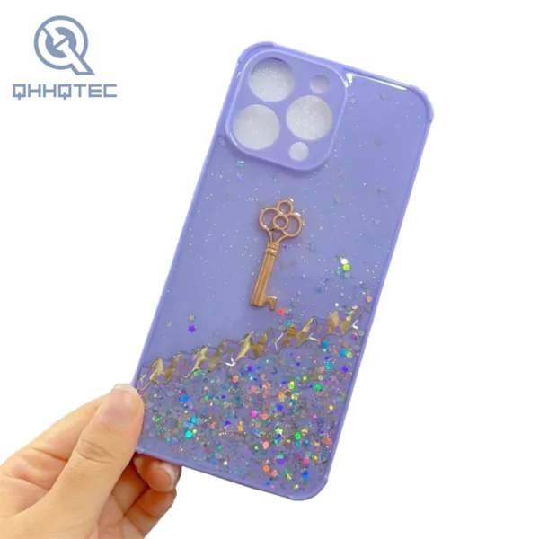 high quality phone case with small gold key accessories for iphone 13 pro