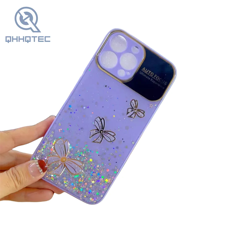 wildflower patterns with three dimensional sequin decoration cell phone case for iphone (复制)