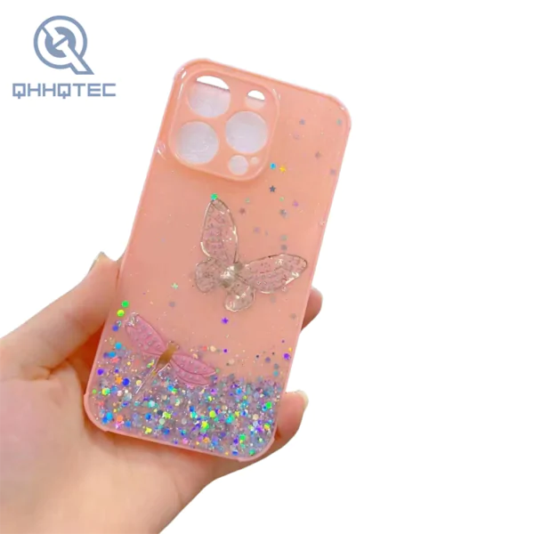 dragonflies butterfly sparkle diamonds epoxy case for iphone