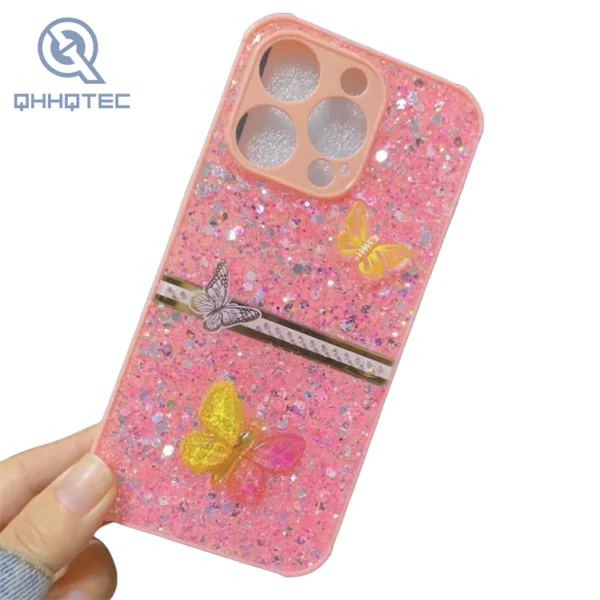 sparkly glitter colorful butterflies decoration best phone cases for iphone 13