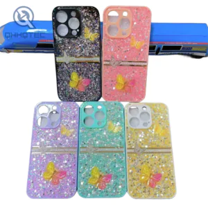 sparkly glitter colorful butterflies decoration best phone cases for iphone 13