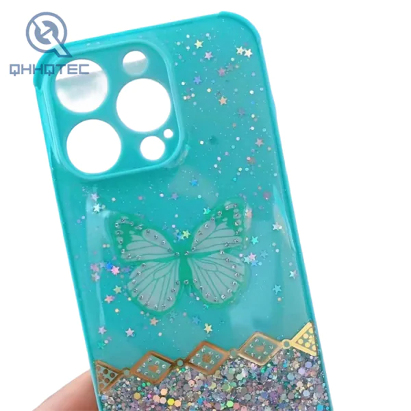 sparkly glitter colorful butterflies decoration best phone cases for iphone 13 (复制)