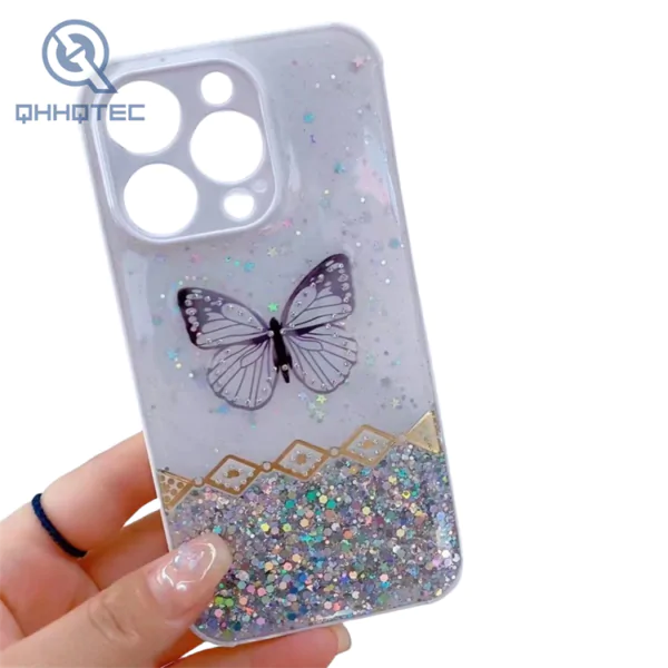 beautiful shining butterflies pattern with diamonds decoration best phone cases for iphone 13
