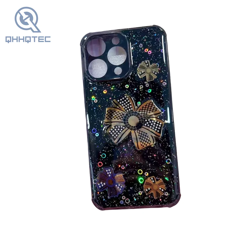 four fireworks with sequin decoration bright color trendy phone case for iphone