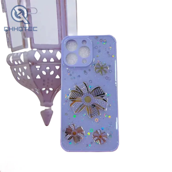 four fireworks with sequin decoration bright color trendy phone case for iphone