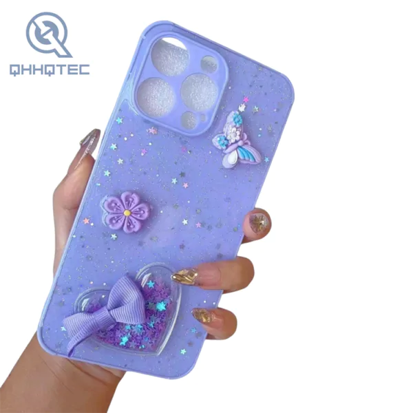 dreamy crystal heart 3d pattern with decoration for iphone trendy phone cases