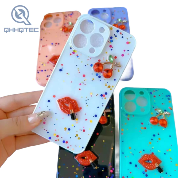 dreamy crystal heart 3d pattern with decoration for iphone trendy phone cases (复制)