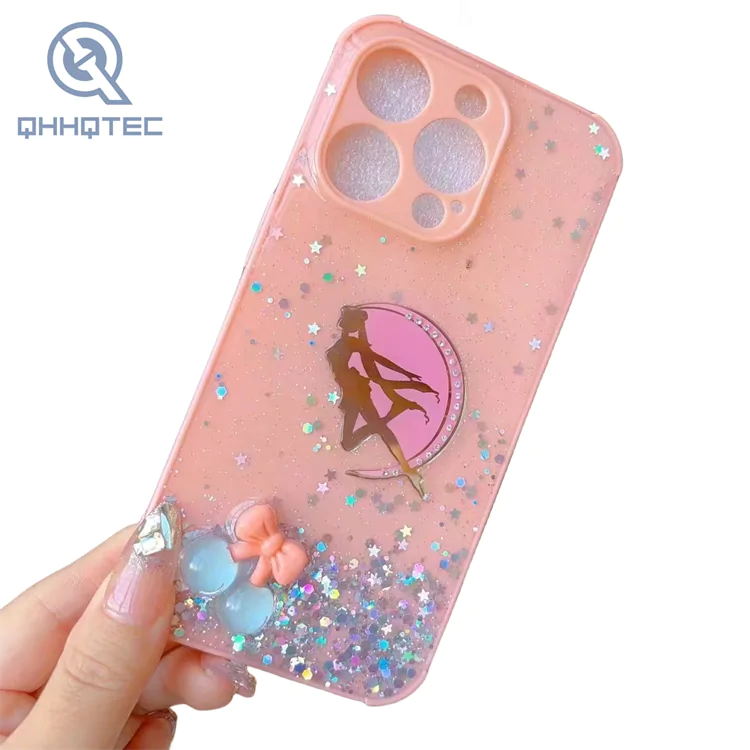 four fireworks with sequin decoration bright color trendy phone case for iphone (复制)