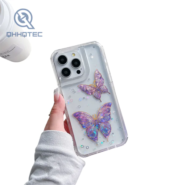 2 in 1 butterfly glitter phone cases for iphone