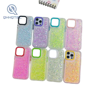 blocking color glitter sequin phone case for iphone 15 pro max customizable logo (复制)