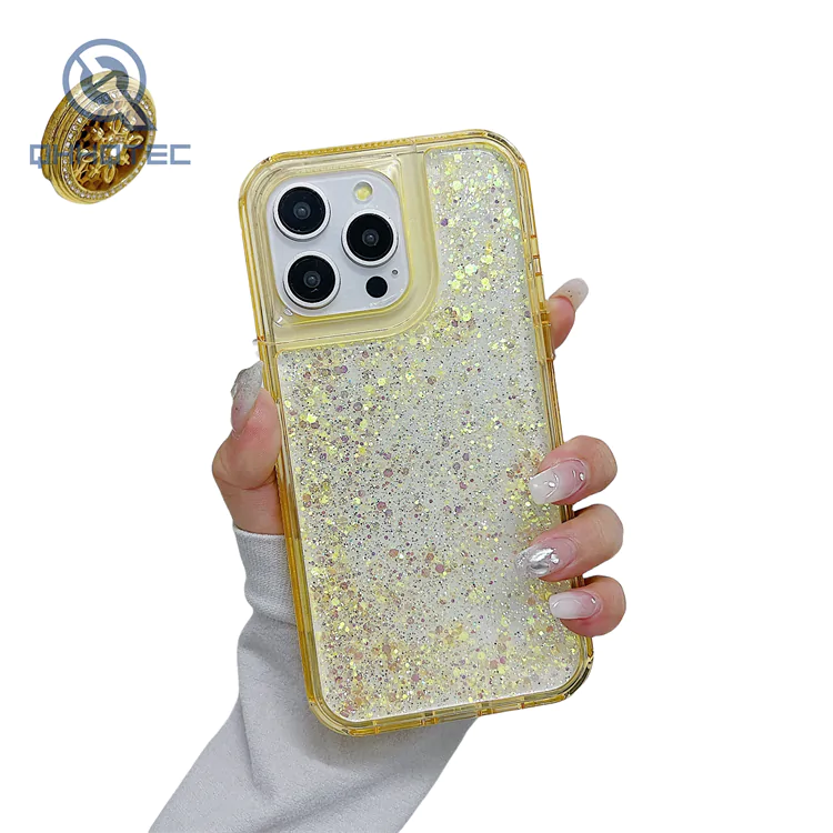 single color glitter sequin 2 in 1 screen protection phone case for iphone 15 pro max customizable logo