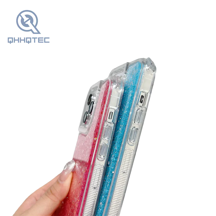 2 in 1 transparent single color glitter sequin phone case (复制)