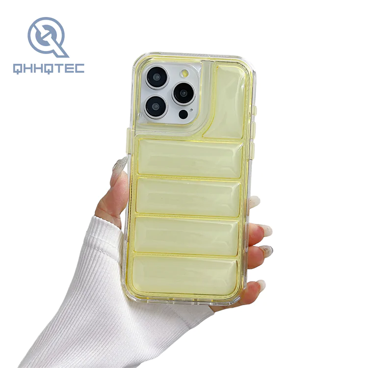 transparent down filled garment 2 in 1 case for iphone 15 pro max customizable logo