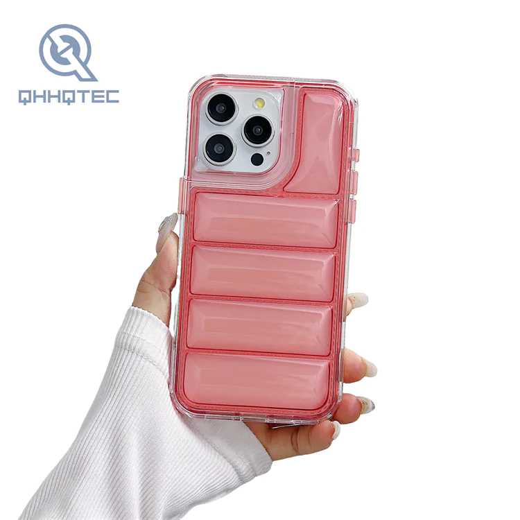 transparent down filled garment 2 in 1 case for iphone 15 pro max customizable logo