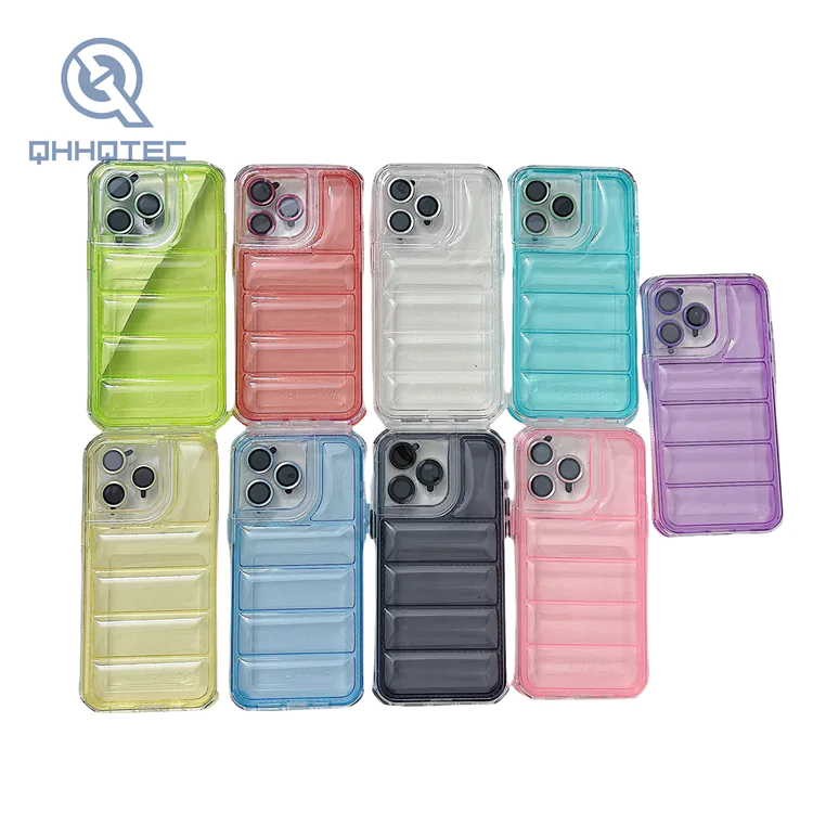 transparent down filled garment 2 in 1 case for iphone 15 pro max with screen protection