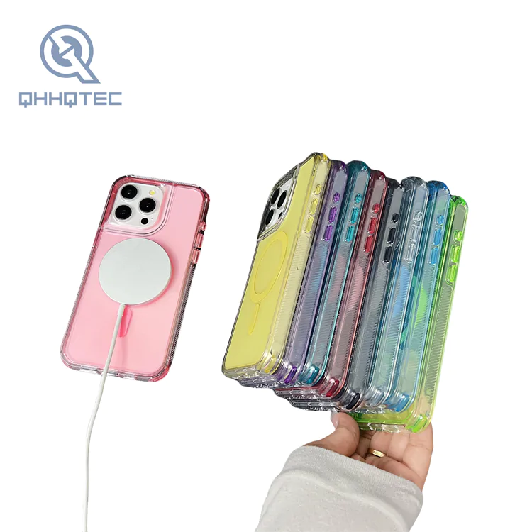 colorful transparent magnetic phone case for iphone 13 pro