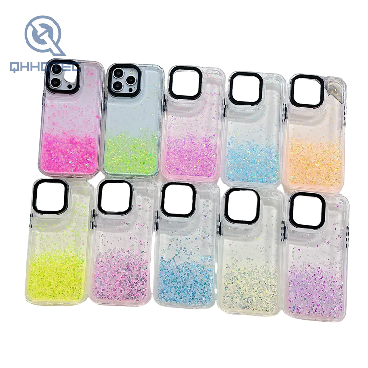 colorful transparent drop glue process phone case for iphone 13 pro max