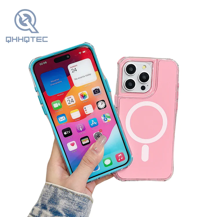 2 in 1 color magnetic phone case for iphone 14 plus