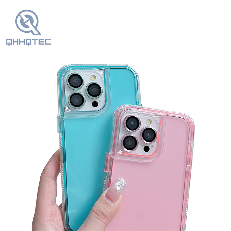 2 in 1 color transparent magnetic strap lens film phone case for iphone 14 pro