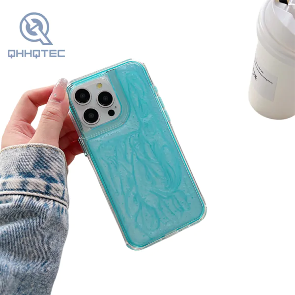 2 in 1 color cute phone case with fine glitter for iphone 15 pro