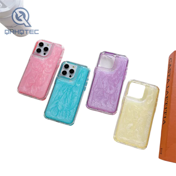 2 in 1 color cute phone case with fine glitter for iphone 15 pro
