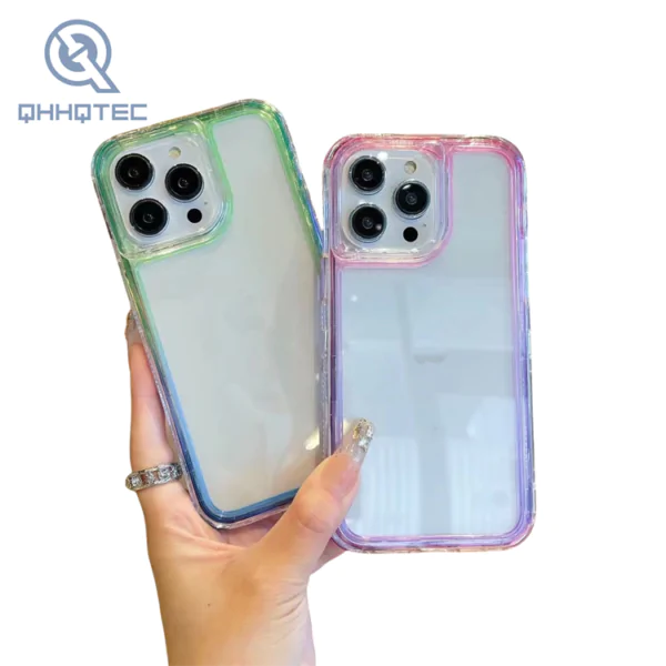 three in one gradient color with unique design phone case for iphone 14 pro