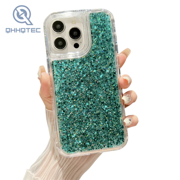 color blocking 3 in 1 dripping sequin case for iphone 15 series 15 plus 15 pro max