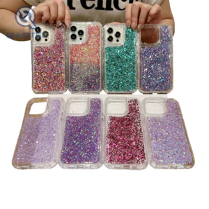color blocking 3 in 1 dripping sequin case for iphone 15 series 15 plus 15 pro max