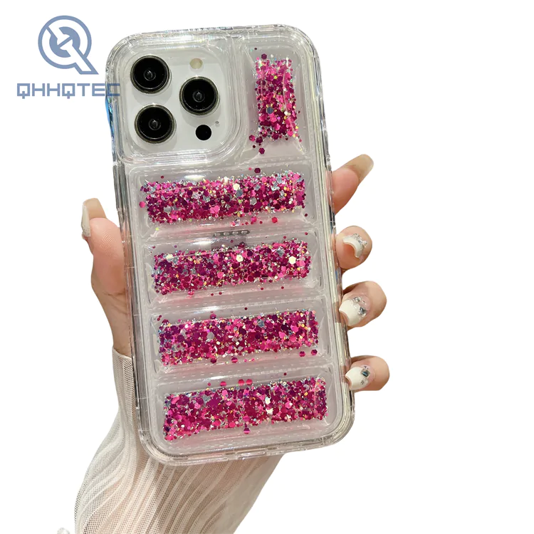 color blocking 3 in 1 dripping sequin case for iphone 15 series 15 plus 15 pro max (复制)