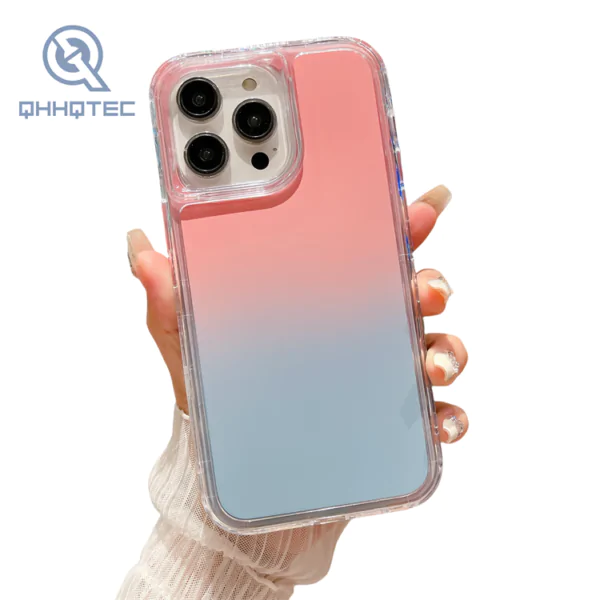 gradient color dripping 3 in 1 protection phone case for iphone 15 pro max with 3d patterns