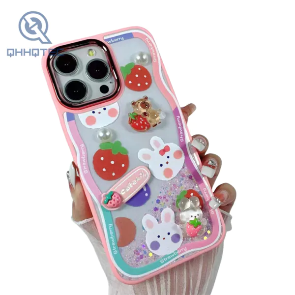 glitter with pearl cute decoration phone cases for iphone 14 pro