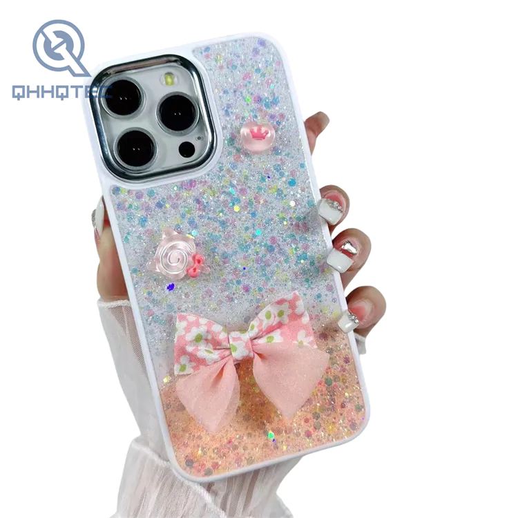 bling glitter with butterfly lovely decoration phone cases for iphone