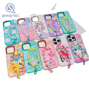 glitter decoration cute cartoon with bracelet phone cases for iphone