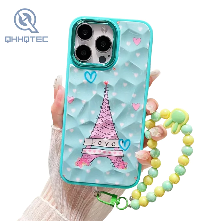 glitter decoration cute cartoon with bracelet phone cases for iphone