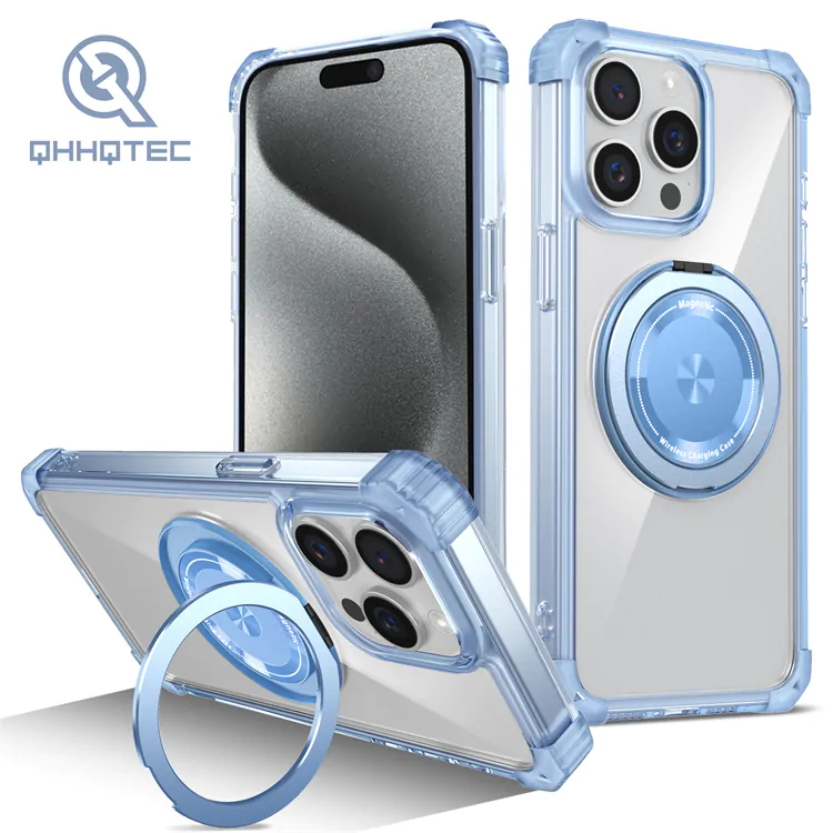 360° rotating pop socket transparent phone cases for iphone 14 pro max