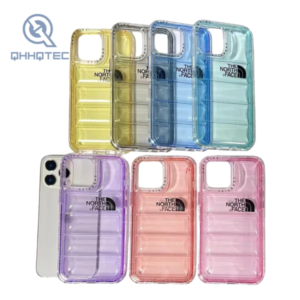 colorful down jacket transparent 3 in 1 phone cases for iphone