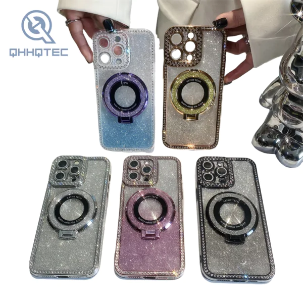 6d shining glitter with magsafe phone cases for iphone