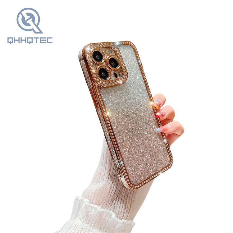 6d shining glitter diamond phone cases for iphone 15 pro