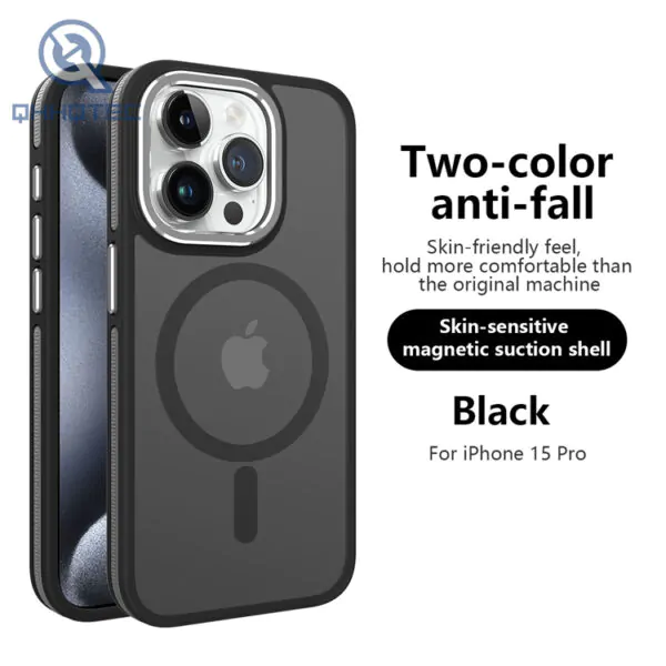 all black magnetic phone case for iphone 15 pro