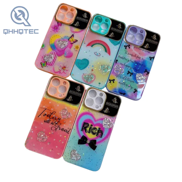 large window rainbow glitter coloful phone cases for iphone