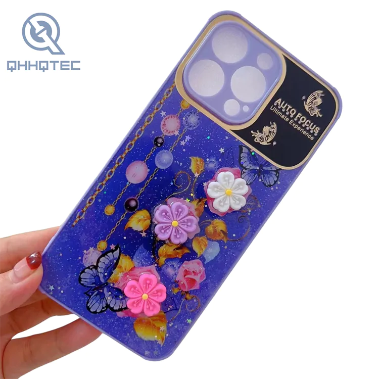 large window with flower glitter decoration phone cases for iphone