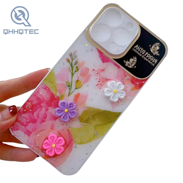 large window with flower glitter decoration phone cases for iphone