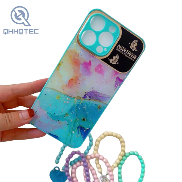 large window with butterfly bracelet glitter phone cases for iphone