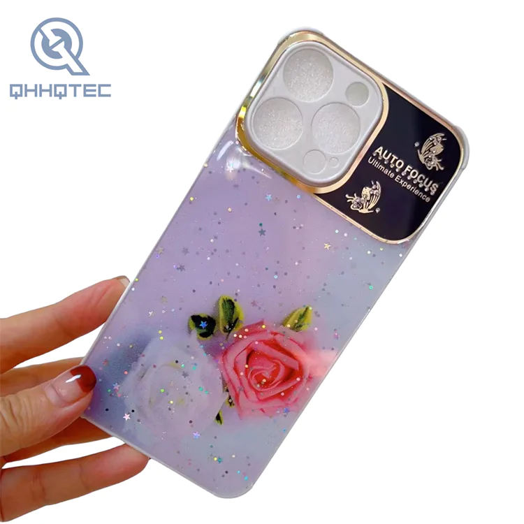 big window rose glitter phone cases for iphone