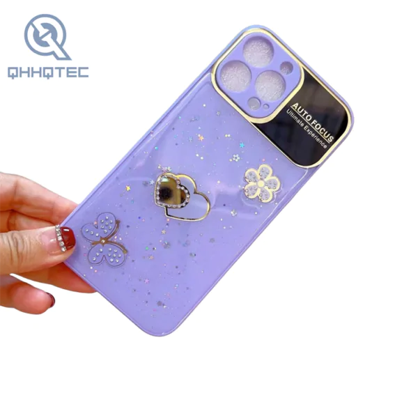 large window glitter love heart phone cases for iphone