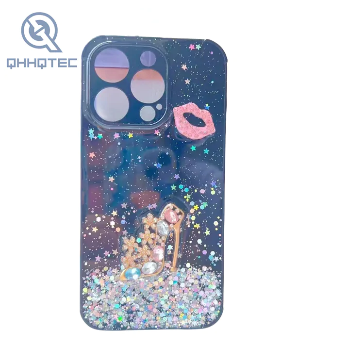 large window glitter lip high heel phone cases for iphone