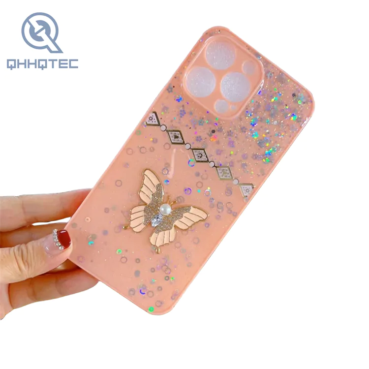 big window gold butterfly glitter phone cases for iphone